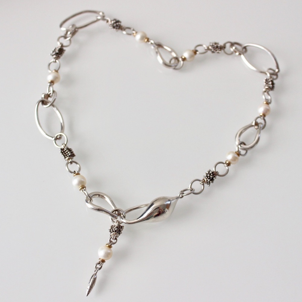 Michael Dawkins Sterling S 14K Gold Pearl Necklace